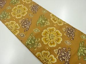 アンティーク　草花模様織出し袋帯（材料）